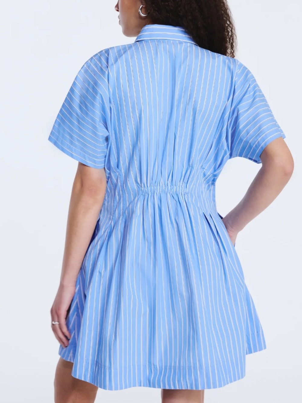 Free Assembly Women's Cotton Corset Mini Shirtdress with Short Sleeves XL - Picture 3 of 12